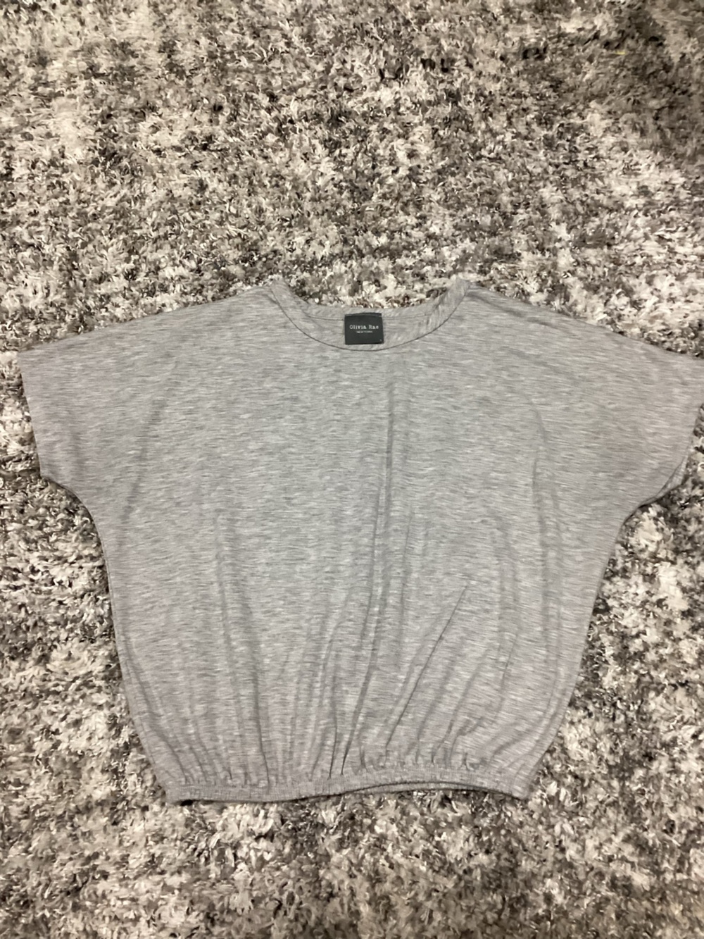 Olivia Rae Light Gray Short-Sleeve Elastic Hem Tee